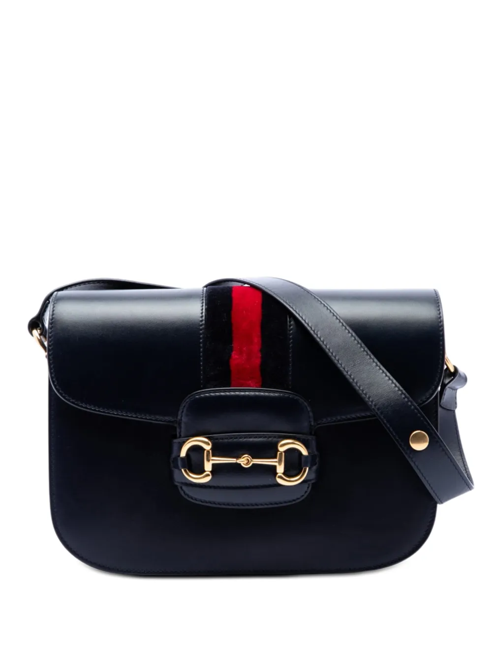 Gucci Pre-Owned 2016-2026 Medium Leather Web 1955 Horsebit shoulder bag - Blu