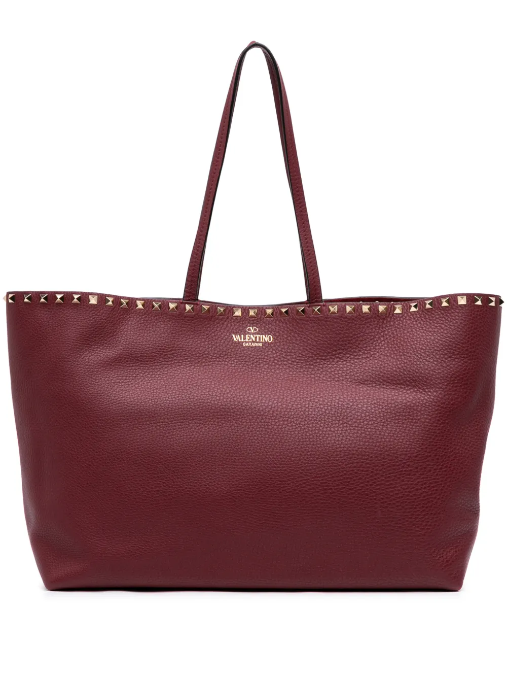 Valentino Garavani Pre-Owned 2018-2026 Large Grained Calfskin Rockstud Shopper tote bag - Rosso