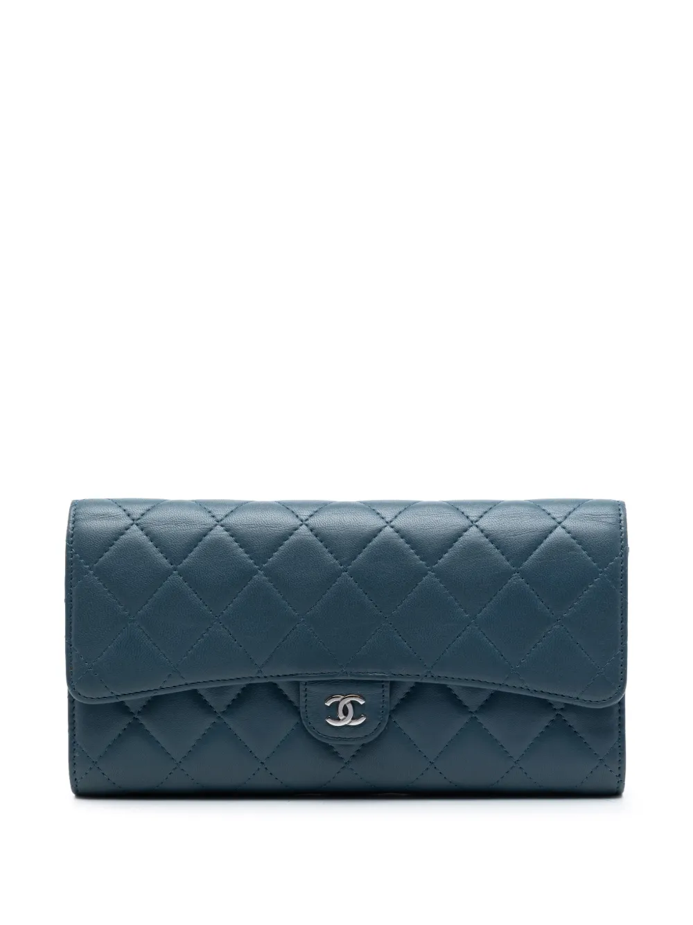 CHANEL Pre-Owned 2012-2013 CC Lambskin Classic Flap Wallet long wallets - Blue