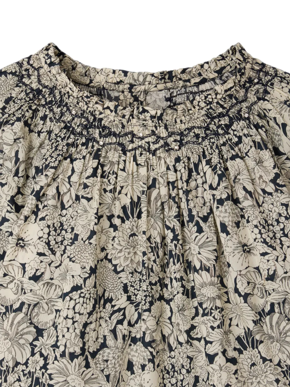 Bonpoint Blandine gesmockte shirt met bloemenprint Beige