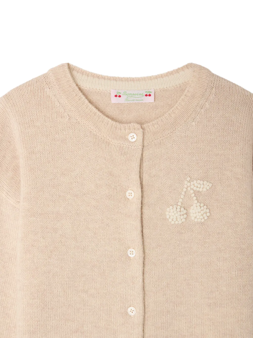 Bonpoint Judicael vest met kersenpatch Beige