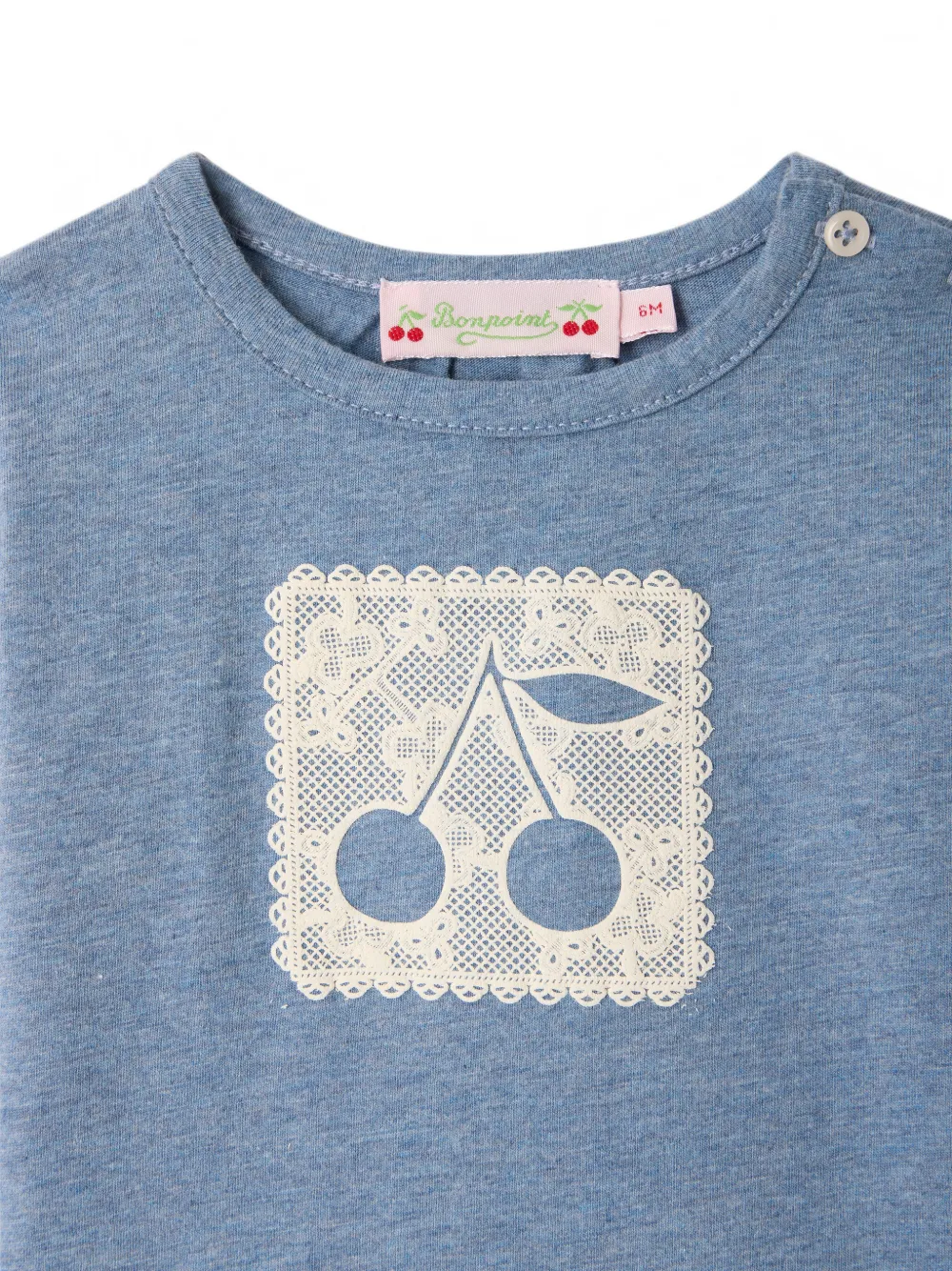 Bonpoint T-shirt met kersenkant Blauw