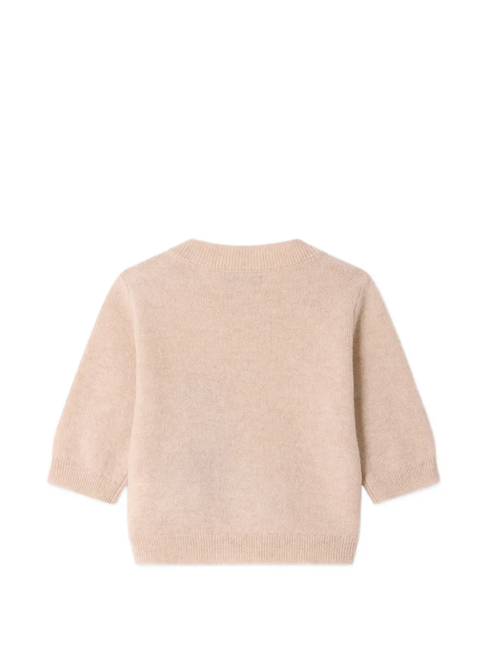 Bonpoint Trui met knoopsluiting en beer-intarsia Beige
