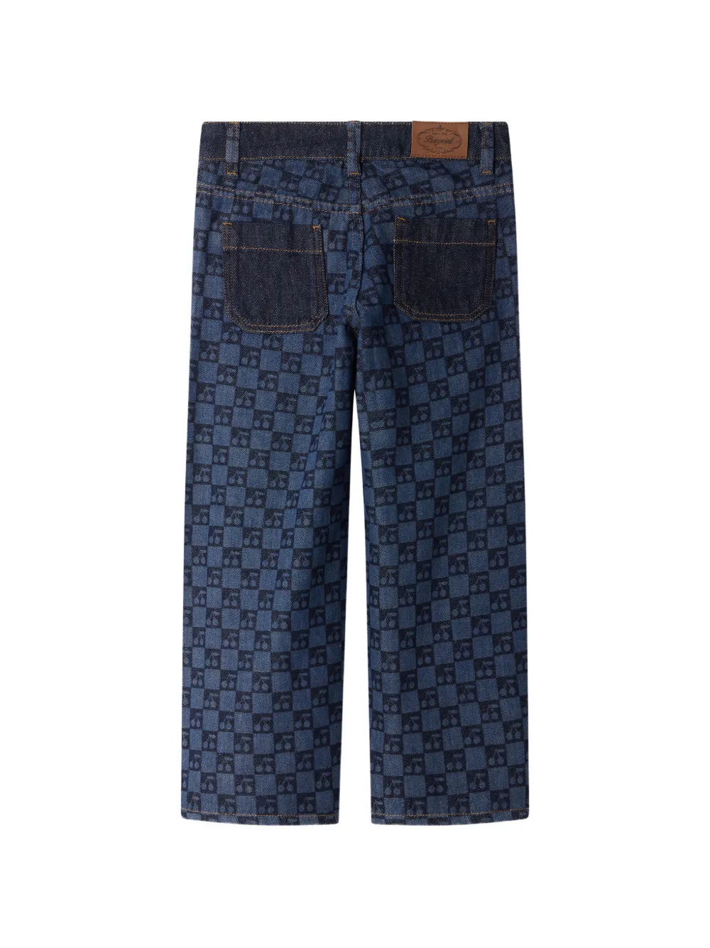 Bonpoint Geruite jeans met kersen-patroon Blauw