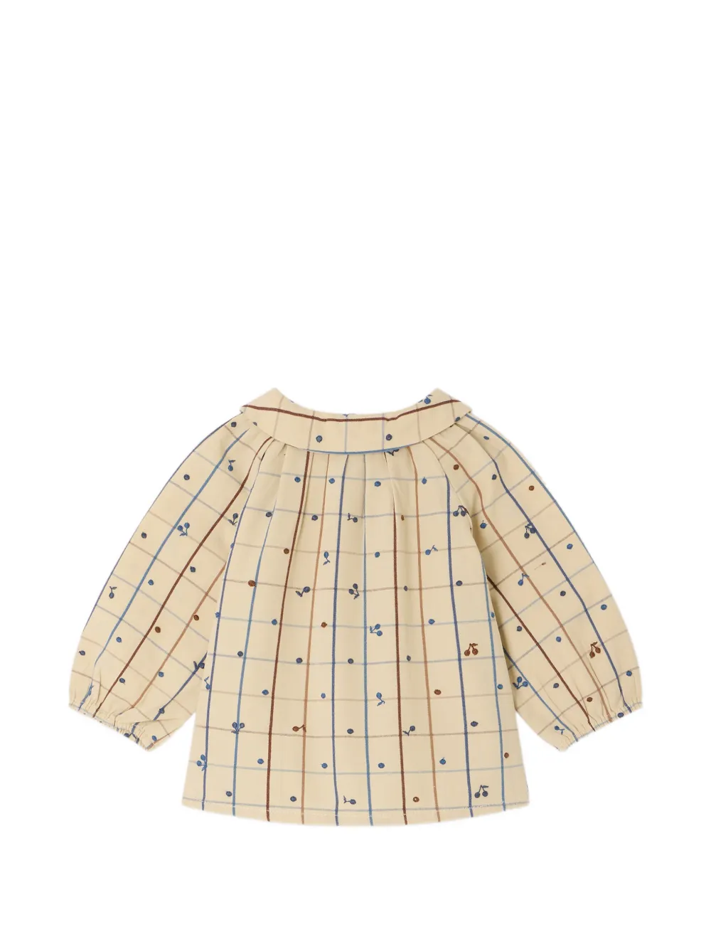 Bonpoint Geruite blouse met borduurwerk Beige
