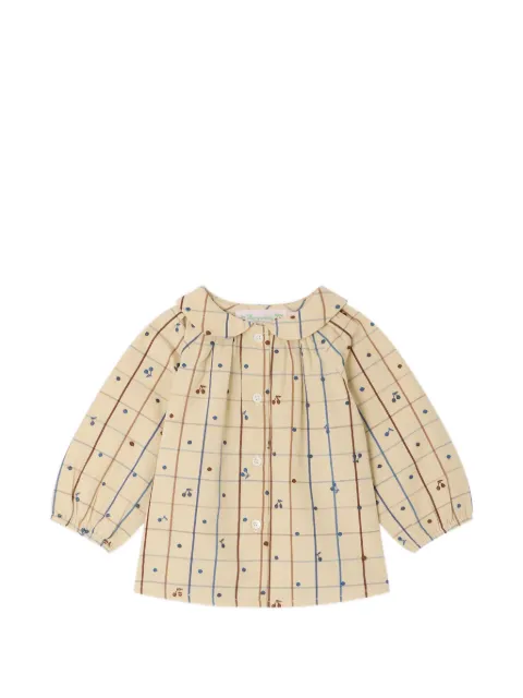 Bonpoint blouse à carreaux et broderies