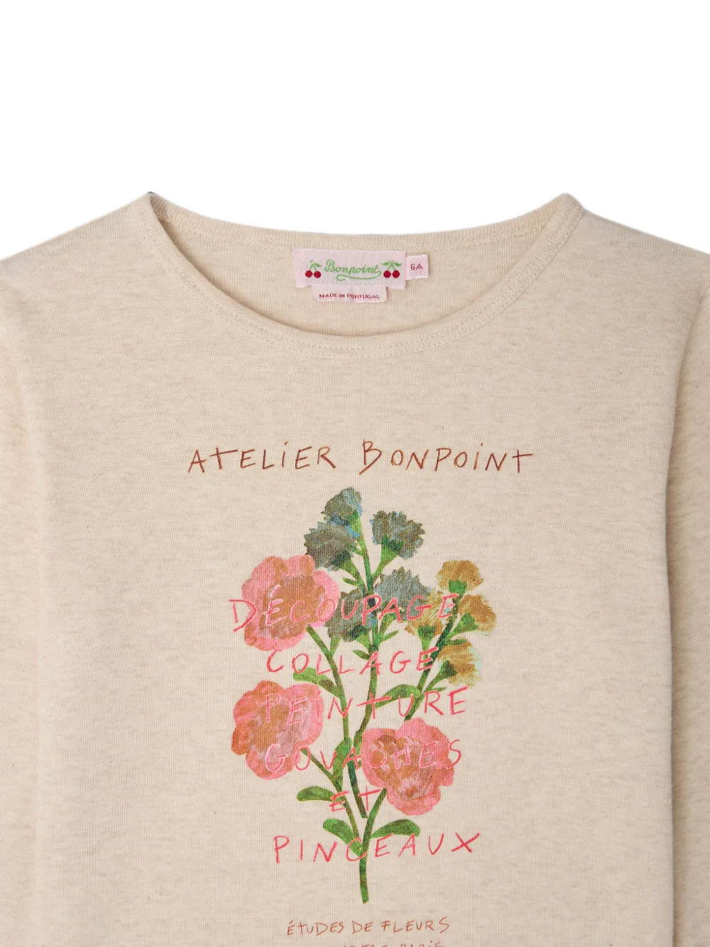 Bonpoint T-shirt met bloemenprint Beige