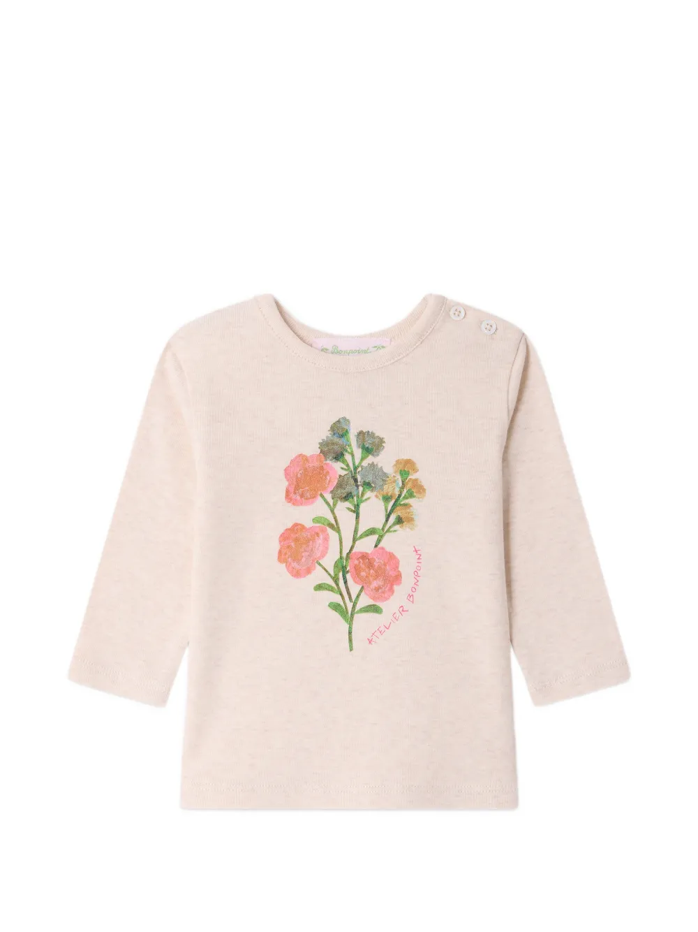 Bonpoint Tahsina floral-print long-sleeve T-shirt - Nude