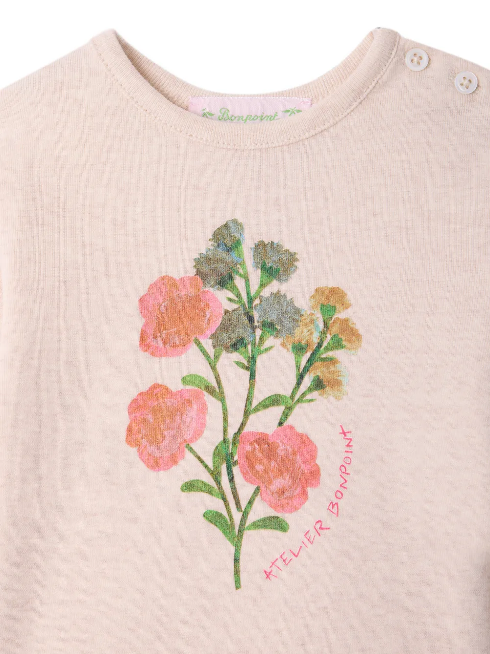 Bonpoint Tahsina T-shirt met bloemenprint en lange mouwen Beige