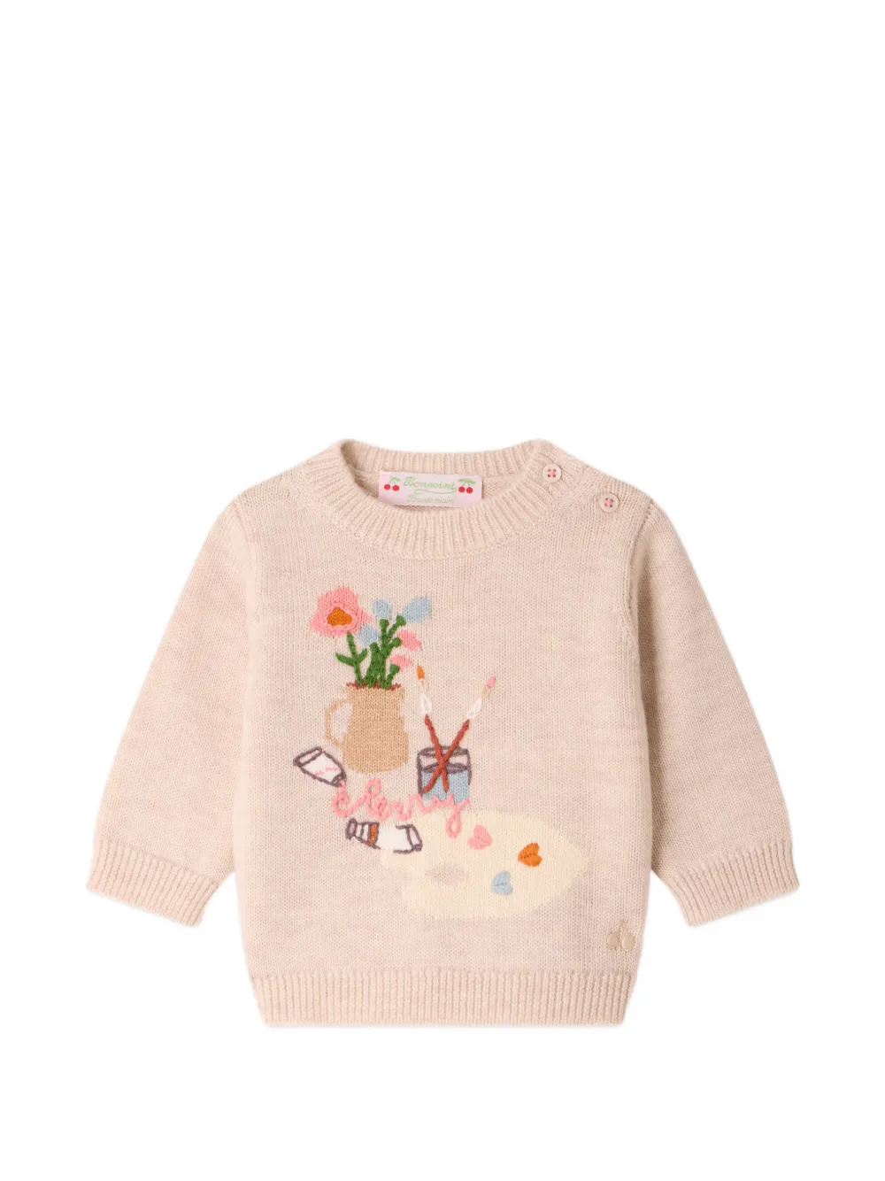 Bonpoint intarsia-knit button-fastening sweater - Nude