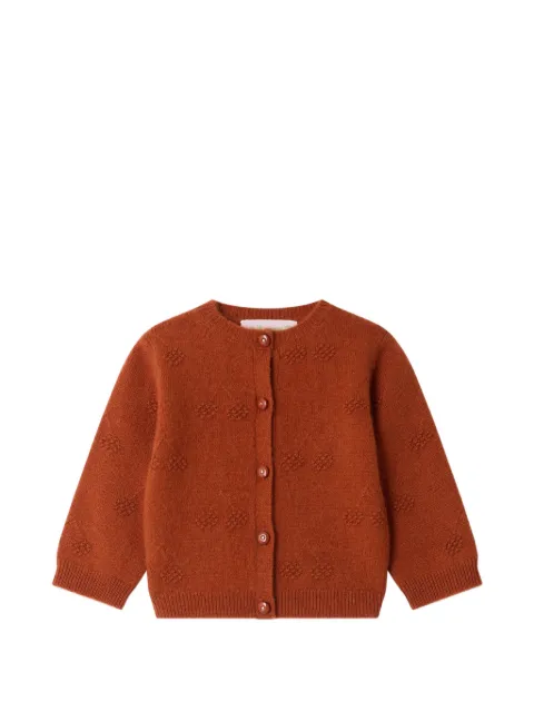 Bonpoint cherry-pointelle cashmere cardigan