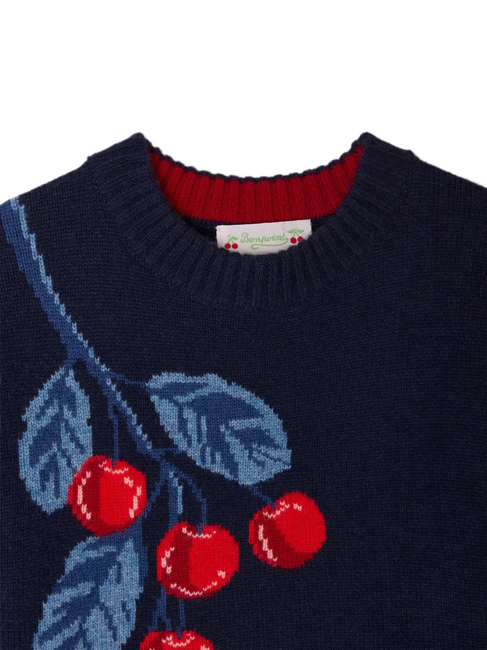 Bonpoint Maxine trui met kersen-intarsia Blauw