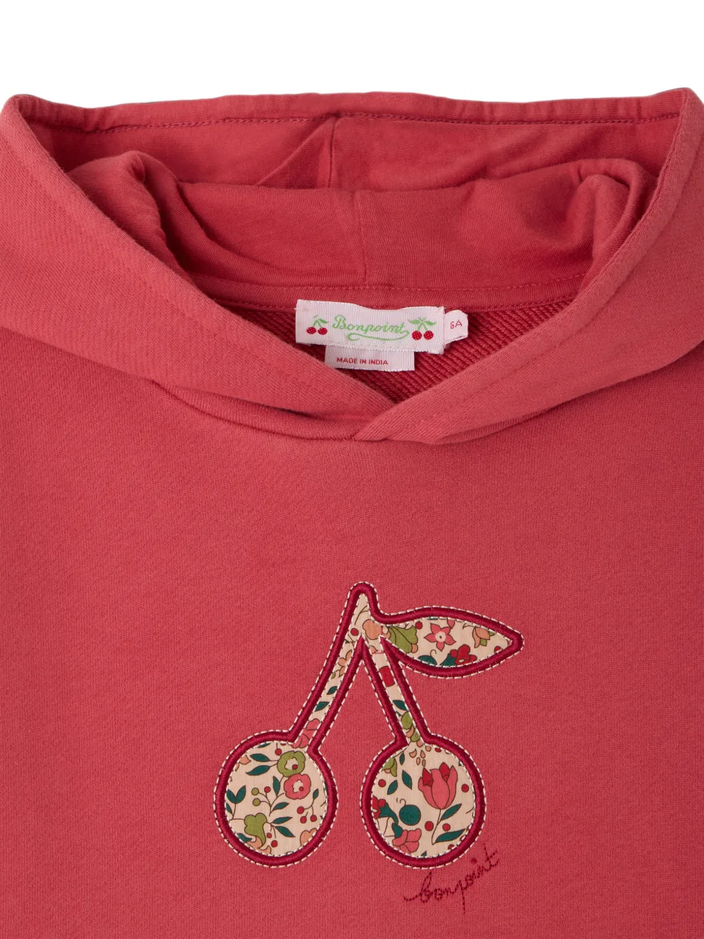 Bonpoint Hoodie met kersenpatch Rood