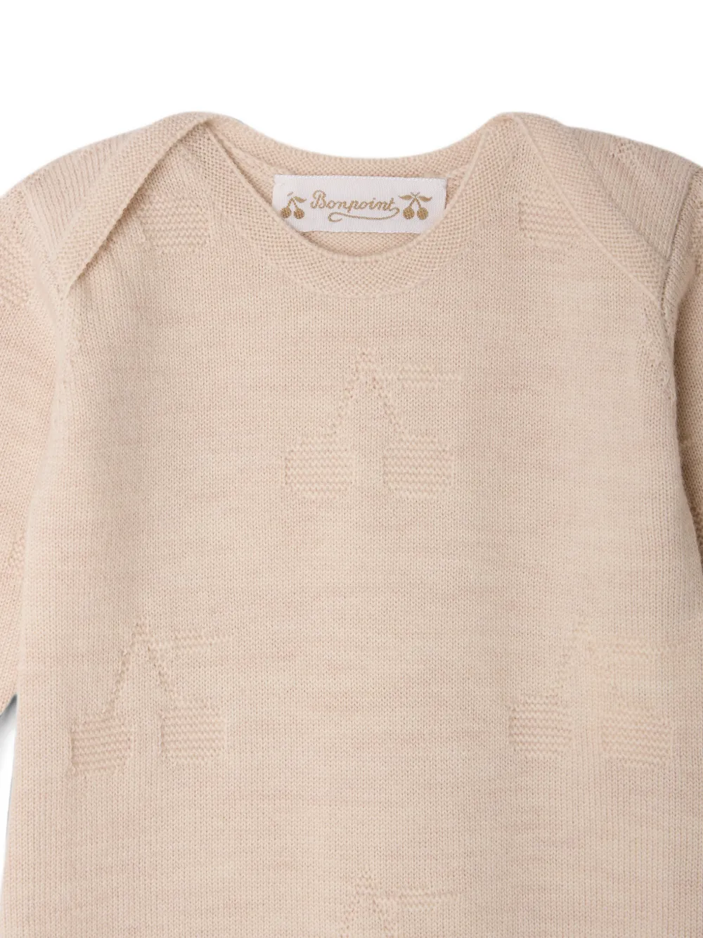 Bonpoint Elin romper met kersen-jacquard Beige