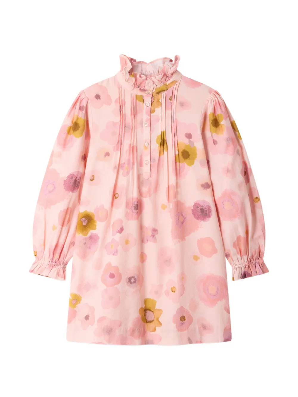 Bonpoint Mahé jurk met bloe -print en ruches Roze