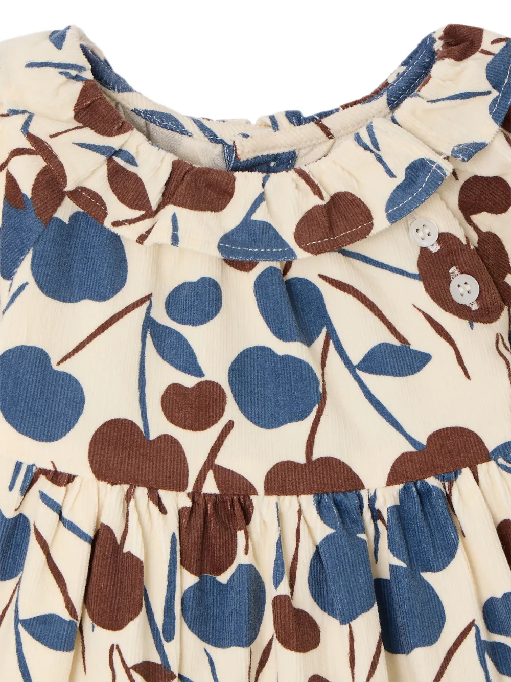 Bonpoint Ribfluwelen jurk Beige