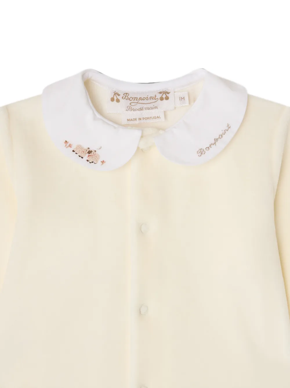 Bonpoint Pyjama met geborduurde kraag Beige