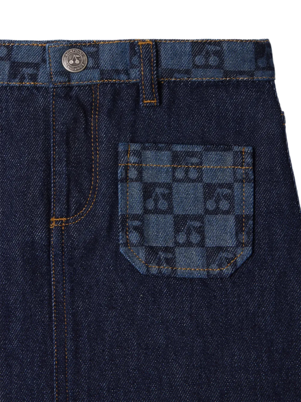 Bonpoint Denim rok met kersenprint Blauw