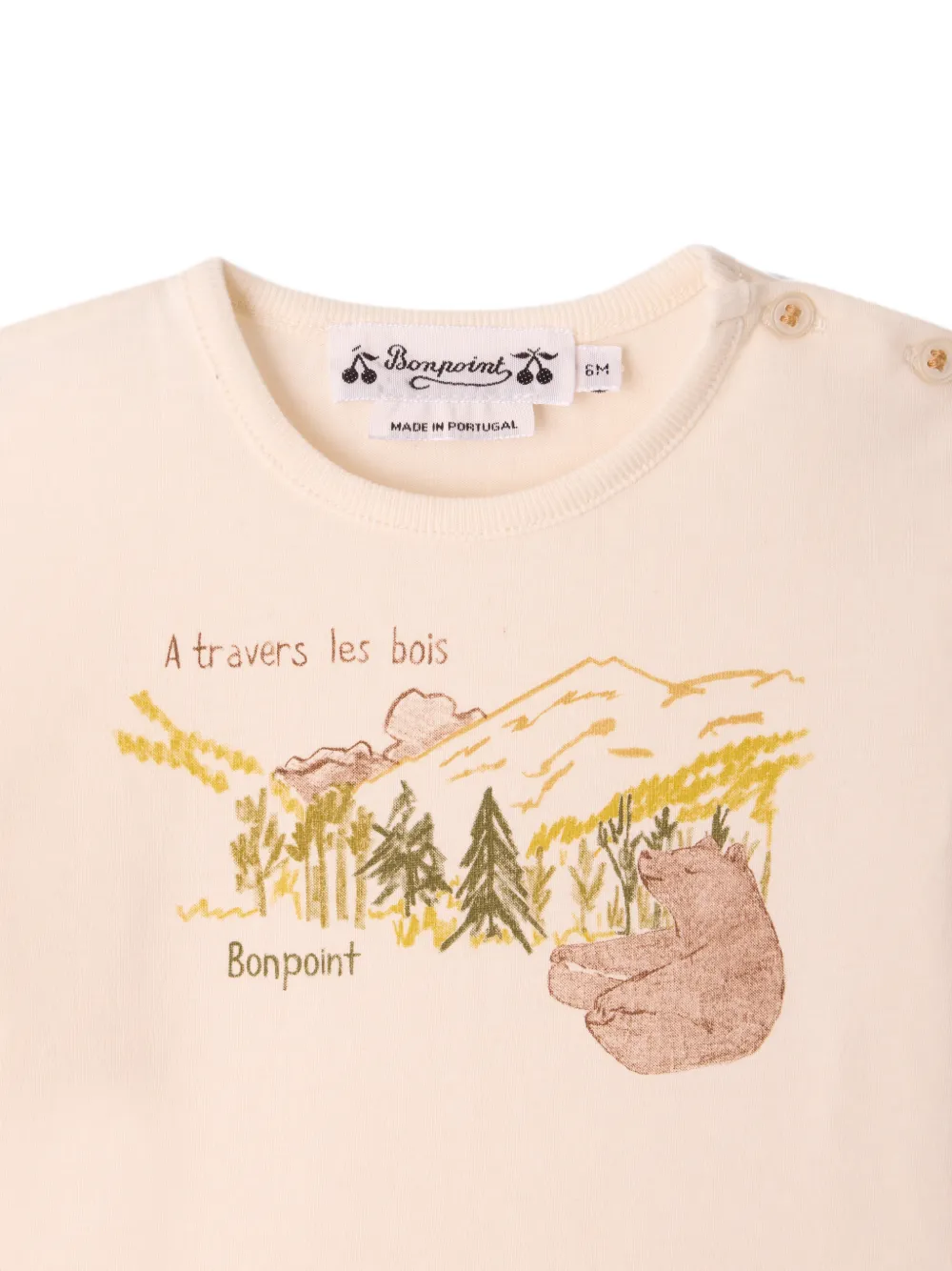 Bonpoint T-shirt met grafische print Beige