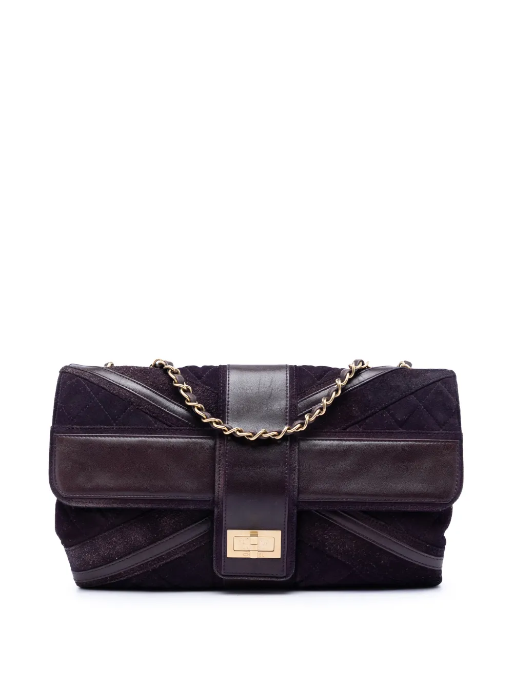 CHANEL Pre-Owned 2008-2009 Quilted Suede Union Jack Reissue 2.55 Double Flap 227 shoulder bag - Viola