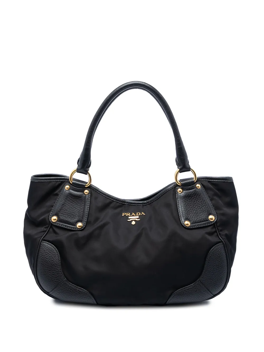Prada Pre-Owned 2013-2026 Vitello Daino Trimmed Tessuto handbag - Nero