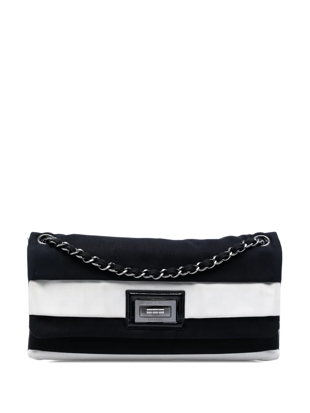 CHANEL Pre-Owned 2008-2009 Striped Canvas Reissue 2.55 Single Flap shoulder bag - Nero