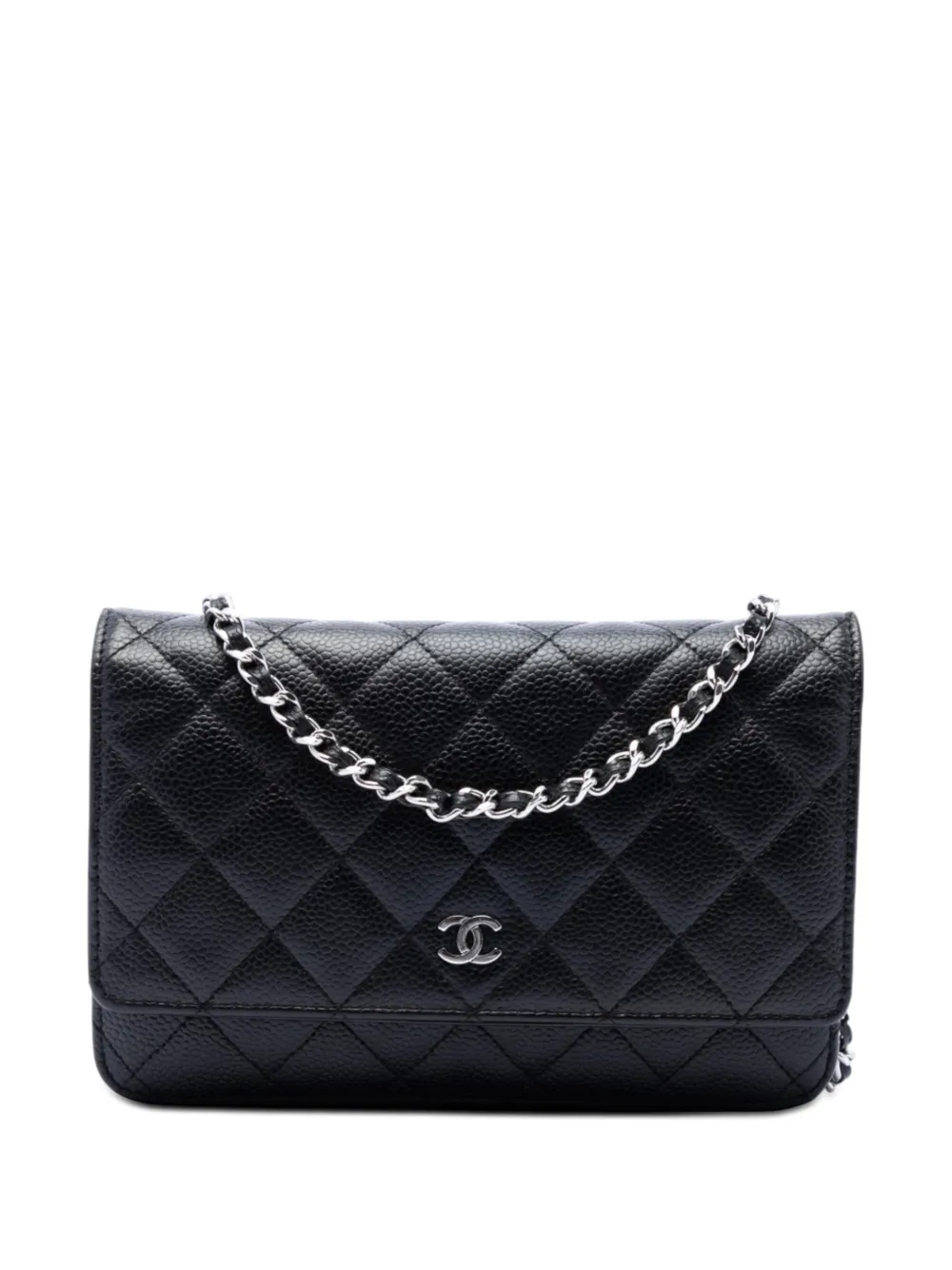 CHANEL Pre-Owned 2016-2017 CC Quilted Caviar Wallet on Chain crossbody bag - Nero