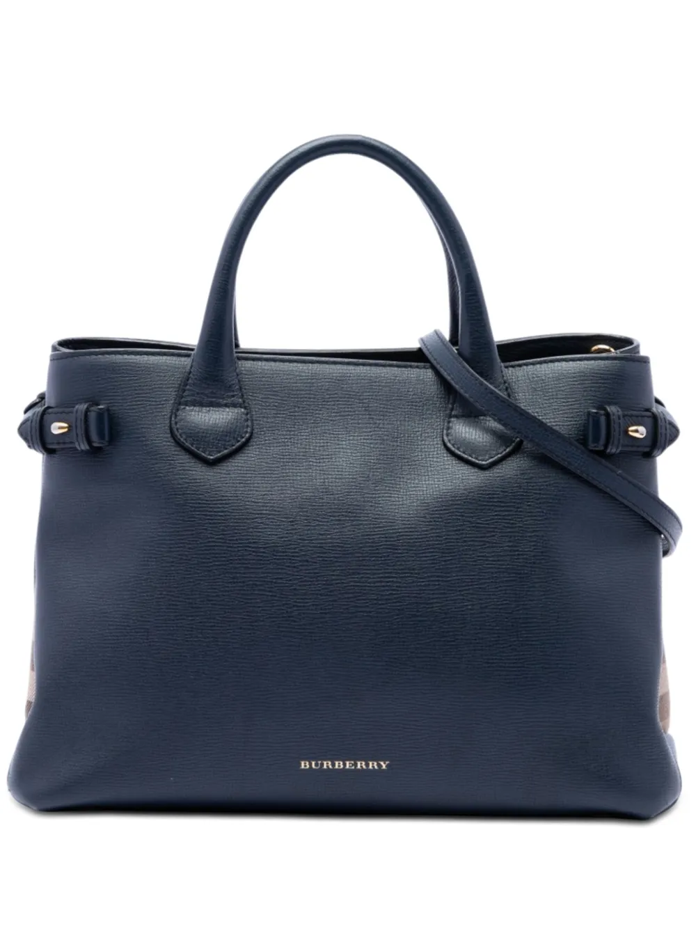 Burberry Pre-Owned 2000-2017 Medium Leather and House Check Banner satchel - Blu