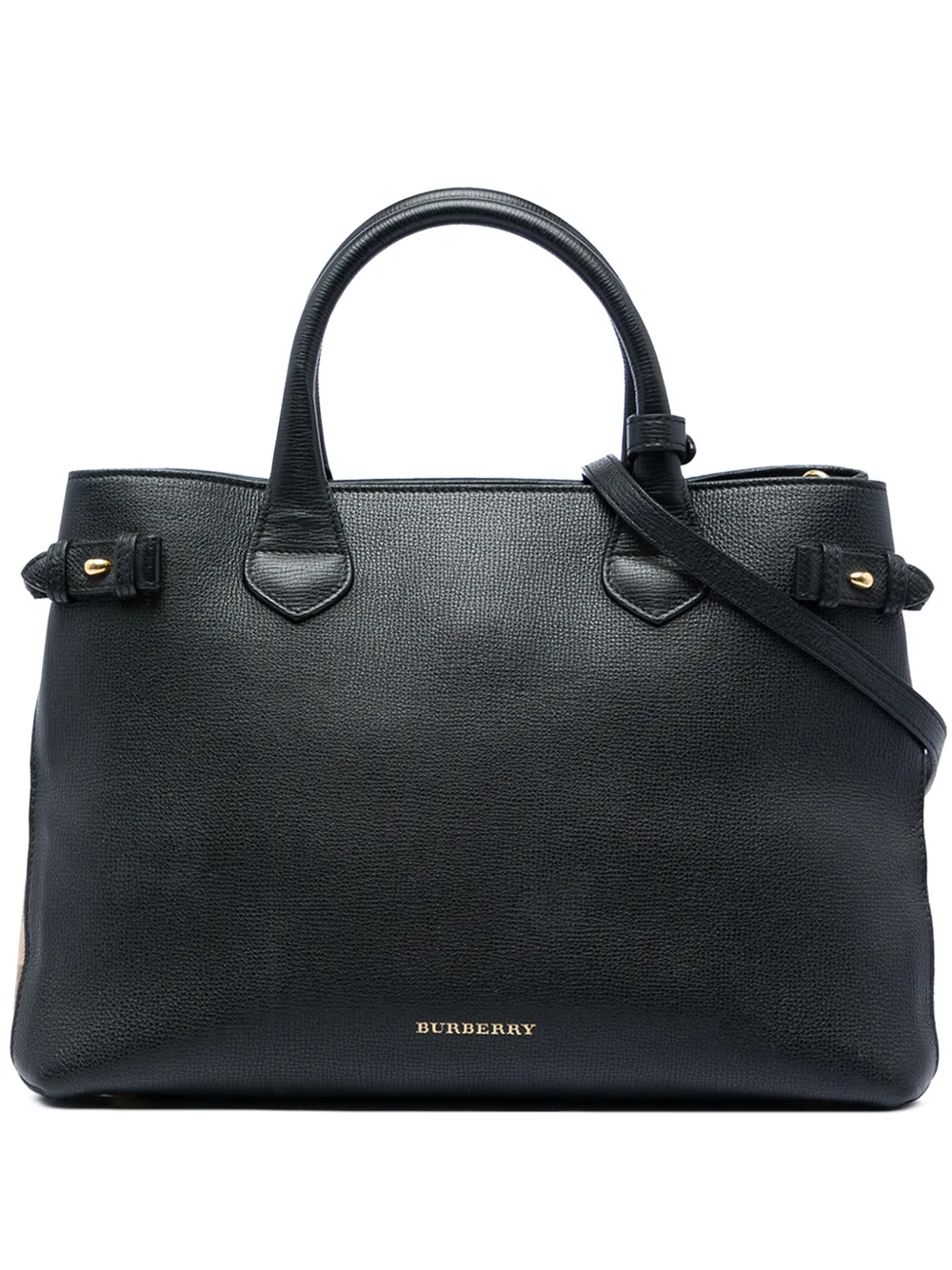 Burberry Pre-Owned 2000-2017 Medium Leather and House Check Banner satchel - Nero