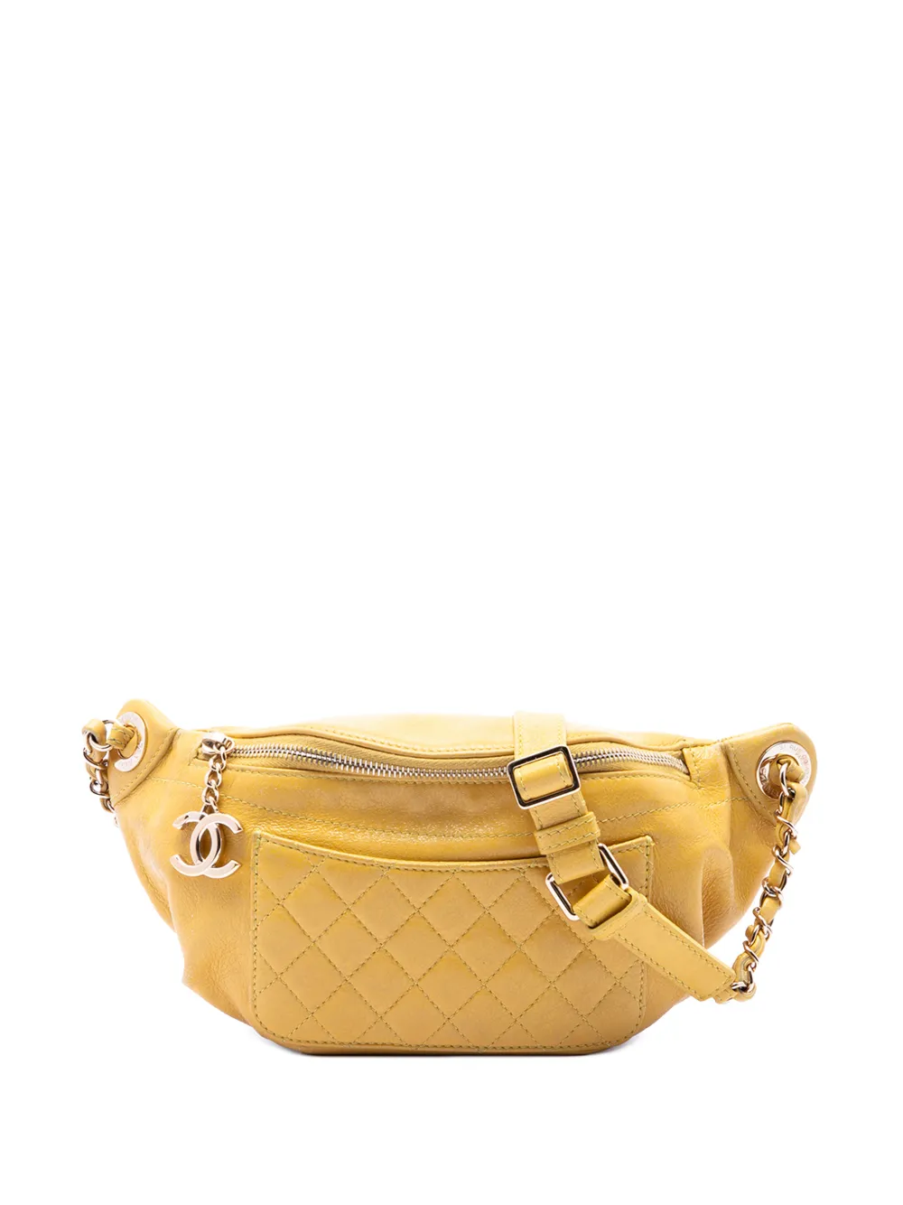 CHANEL Pre-Owned 2018 Quilted Lambskin Classic Bi Waist Bag belt bag - Giallo