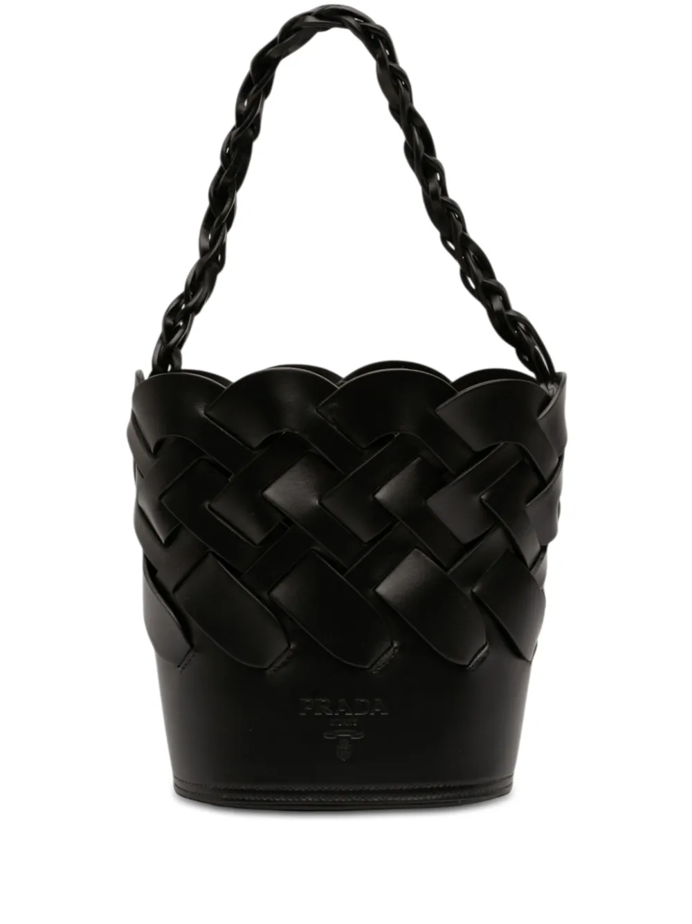 Prada Pre-Owned 2020-2026 Vitello Intreccio Tress bucket bag - Nero