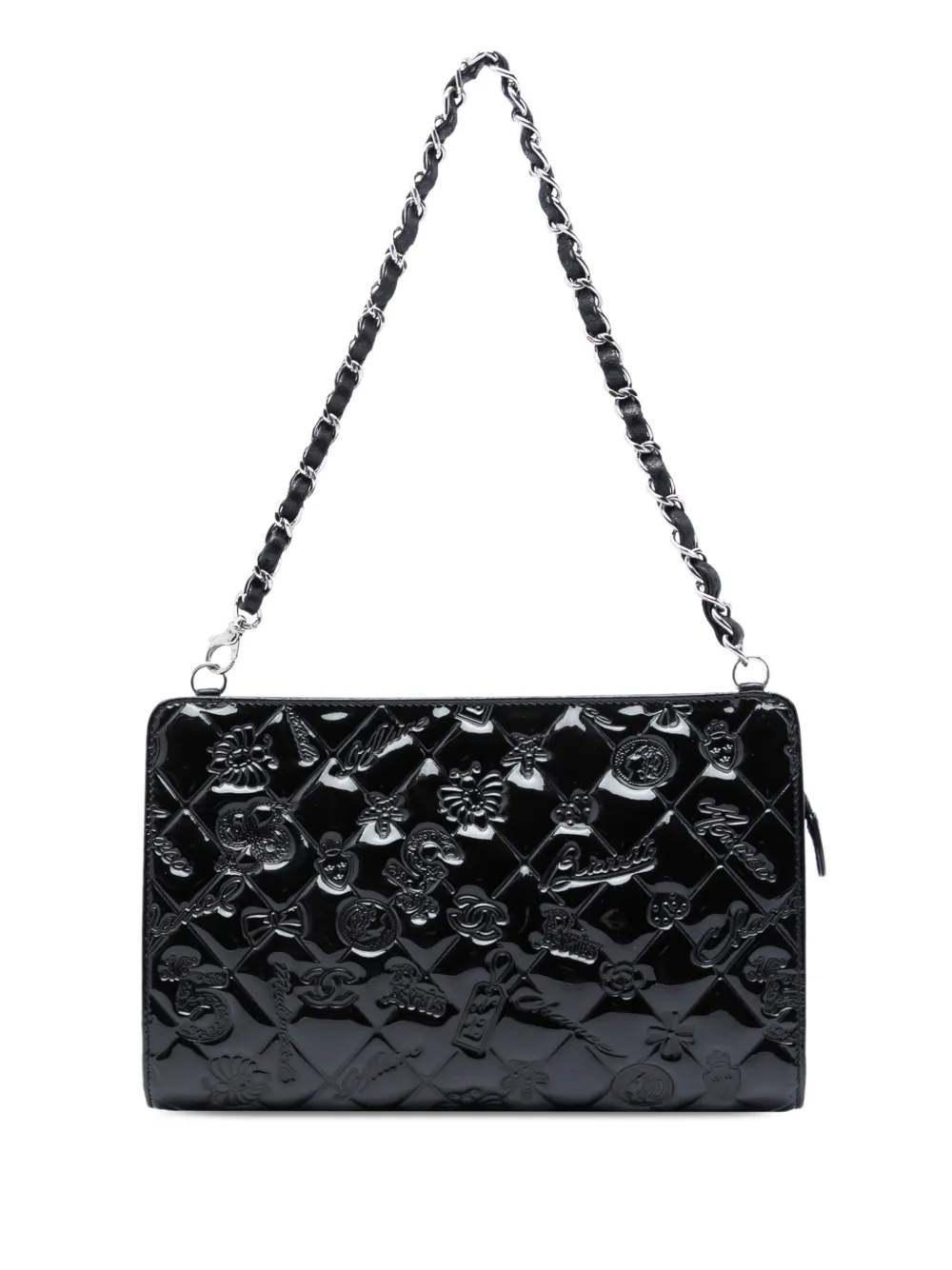 CHANEL Pre-Owned 2009-2010 Quilted Patent Embossed Lucky Symbols Pochette shoulder bag - Nero
