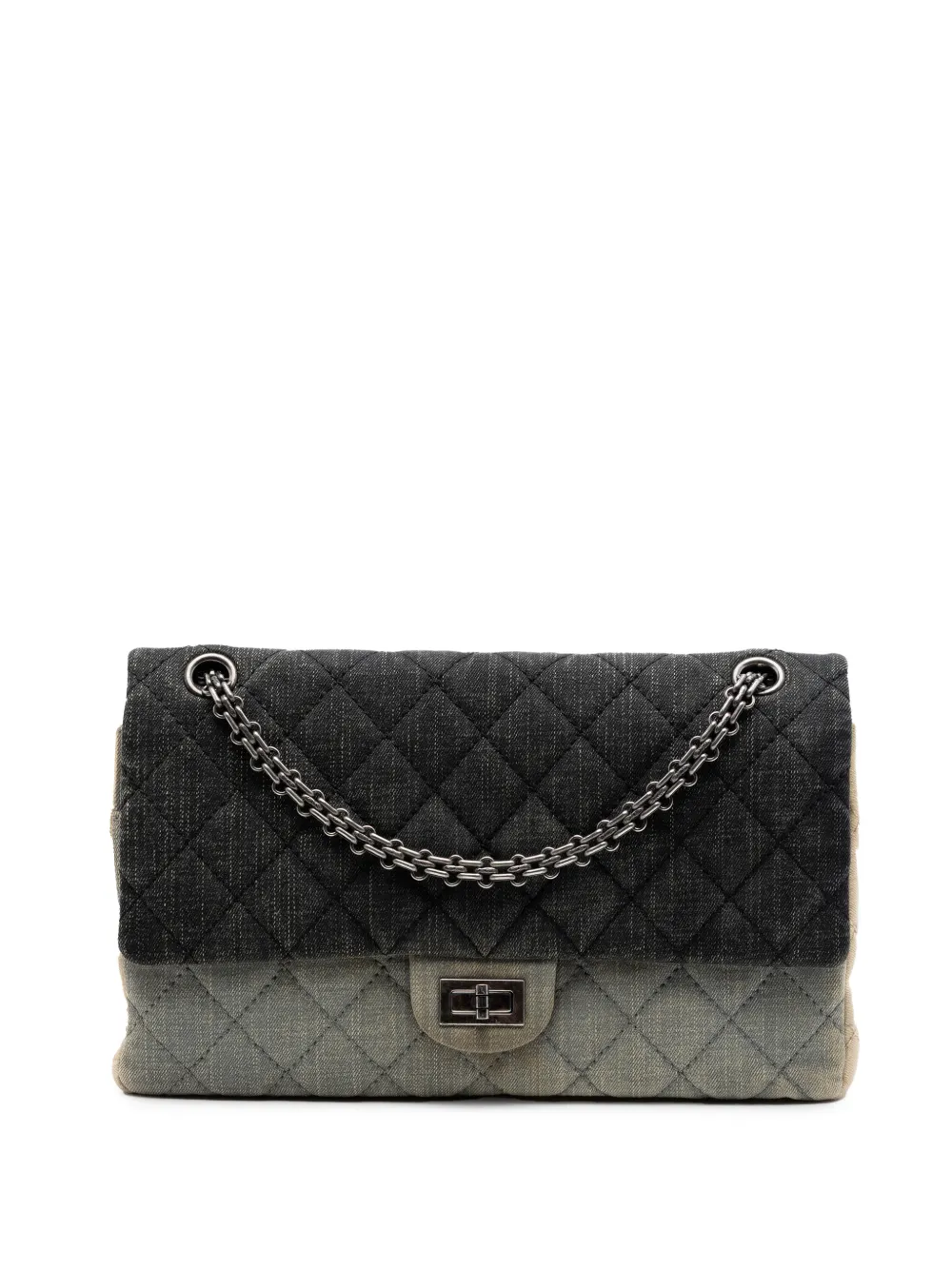 CHANEL Pre-Owned 2009-2010 Tricolor Quilted Denim Reissue 2.55 Double Flap 226 shoulder bag - Grigio