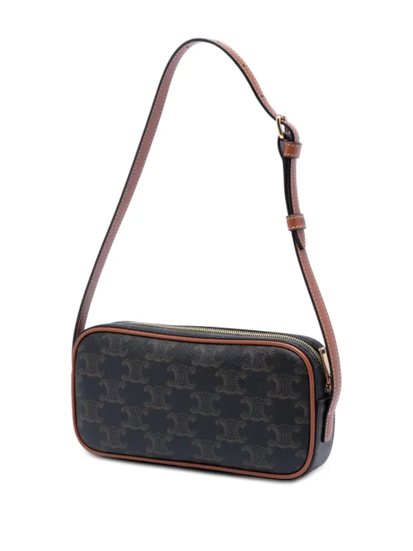 Celine Pre-Owned 2022 Mini Triomphe Cuir Coated Canvas Camera Bag