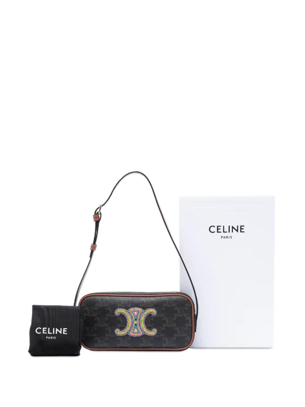 Celine Pre-Owned 2022 Mini Triomphe Cuir Coated Canvas Camera Bag