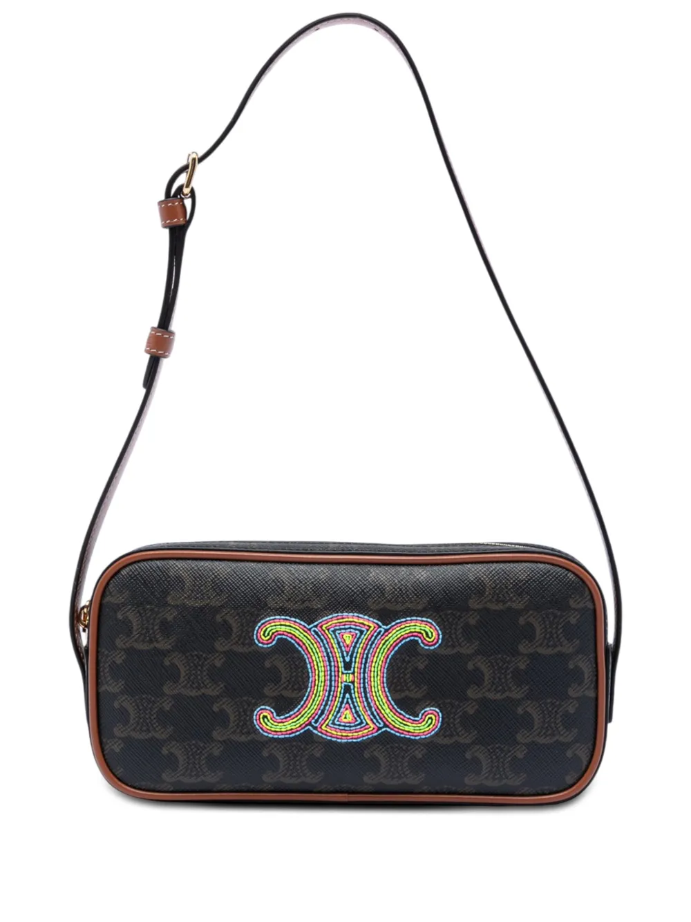 Celine Pre-Owned 2022 Mini Triomphe Cuir Coated Canvas Camera Bag shoulder bag - Marrone