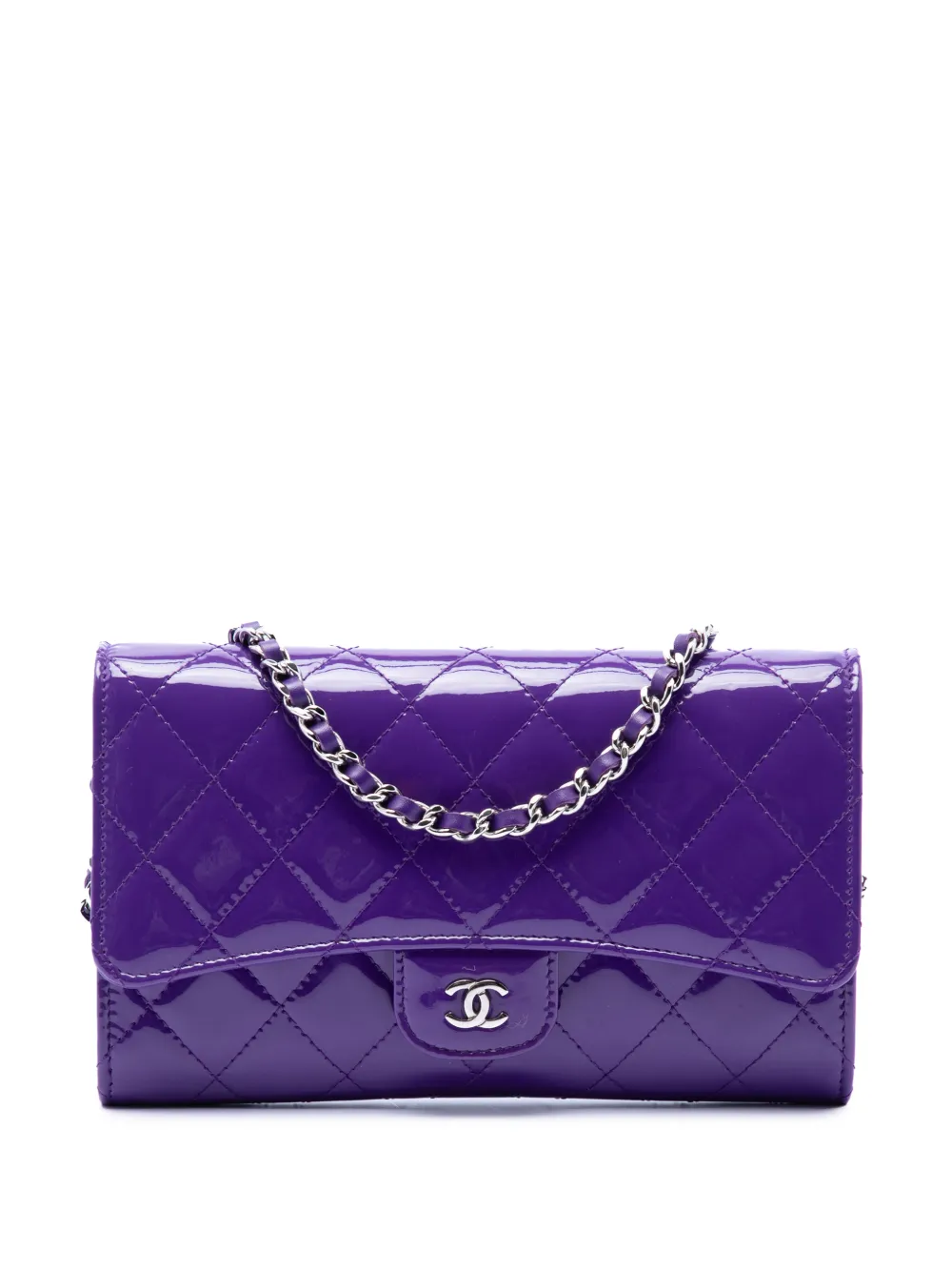 CHANEL Pre-Owned 2015-2016 CC Quilted Patent Wallet On Chain shoulder bag - Viola