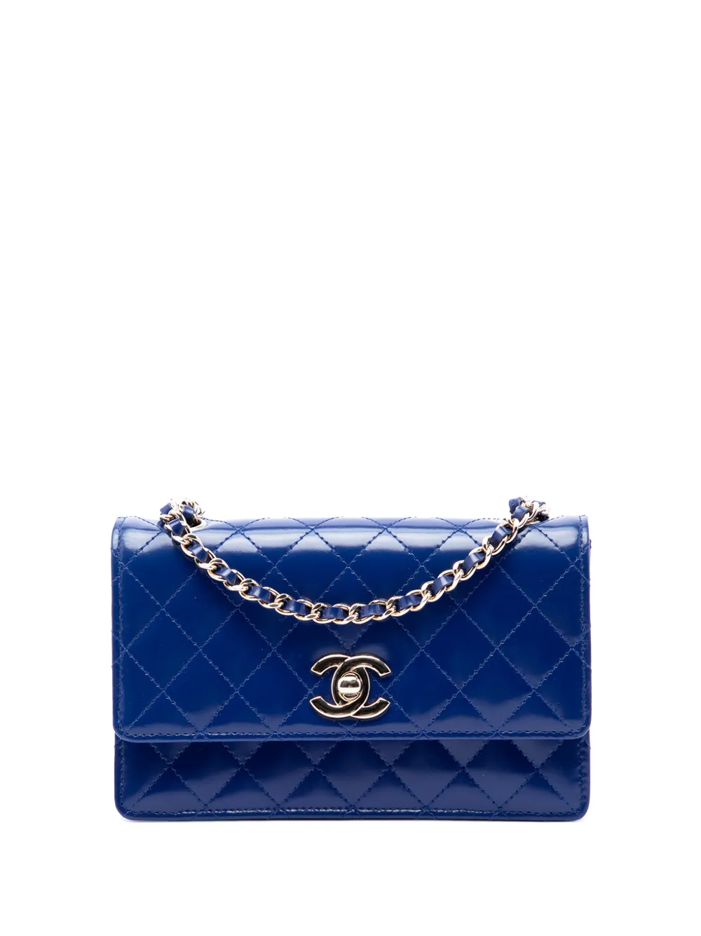 CHANEL Pre-Owned 2011 CC Quilted Patent Single Flap crossbody bag - Blu