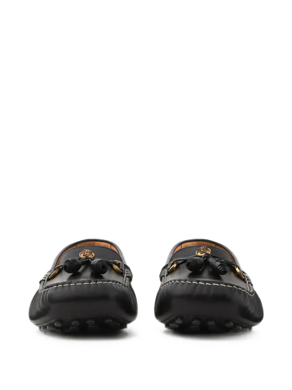 Versace Robin leren loafers Zwart