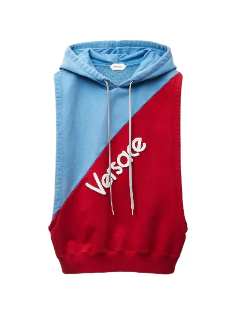 Versace embroidered cotton sleeveless hoodie