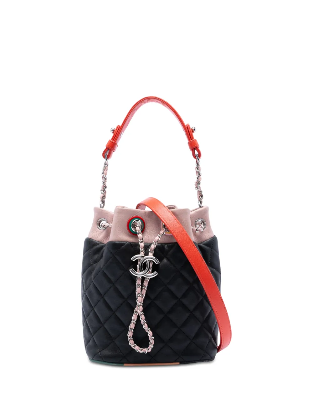 CHANEL Pre-Owned 2016-2017 CC Multicolor Quilted Lambskin Cuba Drawstring Bucket Bag satchel - Nero