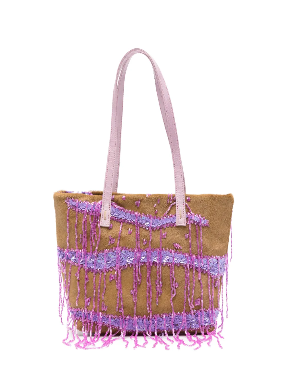 Valentino Garavani Pre-Owned 2010s sequin fringe tote bag - Marrone