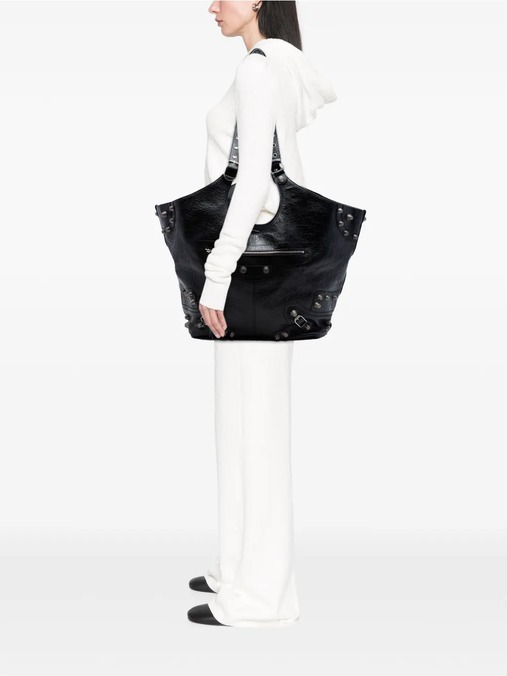 Balenciaga Pre-Owned 2023 Large Arena Lambskin Le Cagole Carry All Tote travel bag - Nero