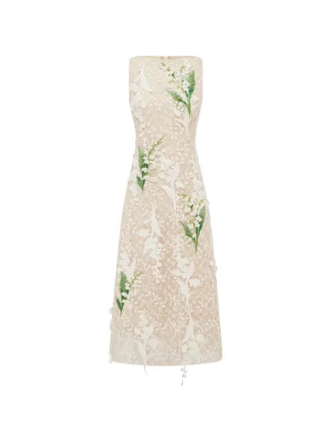 Leo Lin vestido midi Cleo con aplique floral