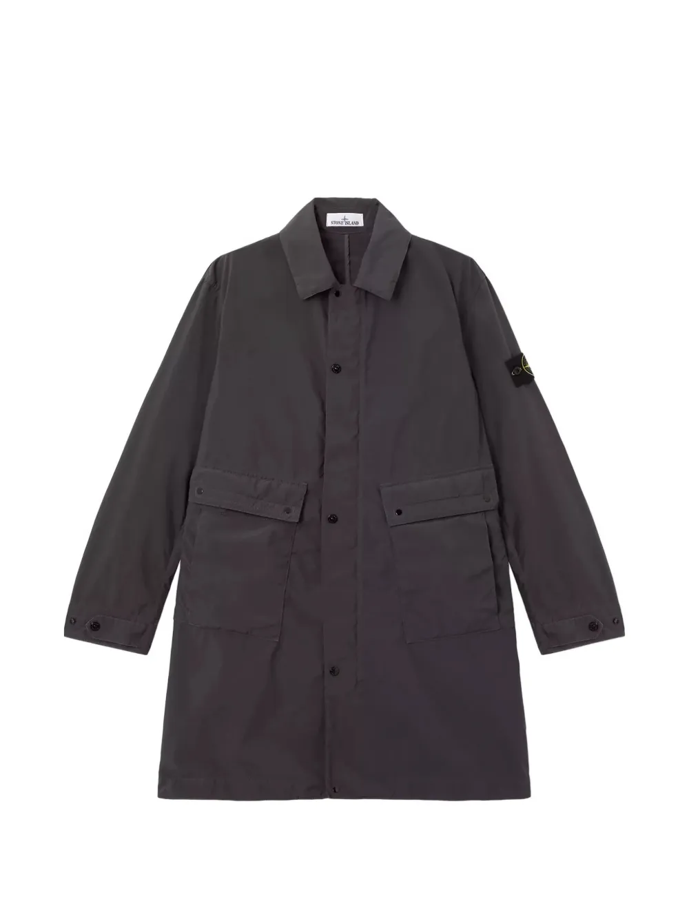 Stone Island logo-patch button-up trench coat - Grau