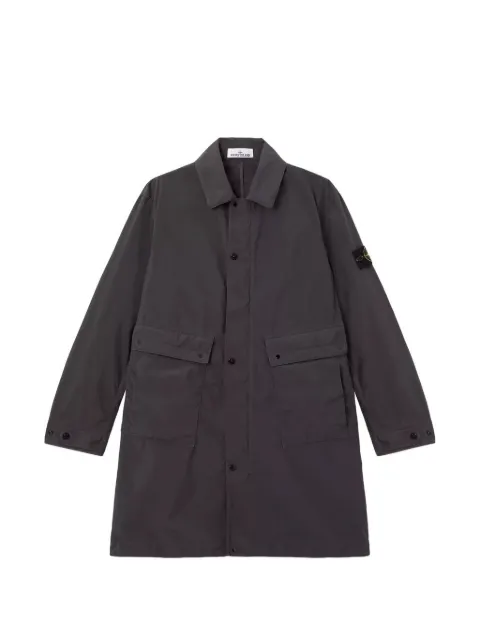 Stone Island logo-patch button-up trench coat