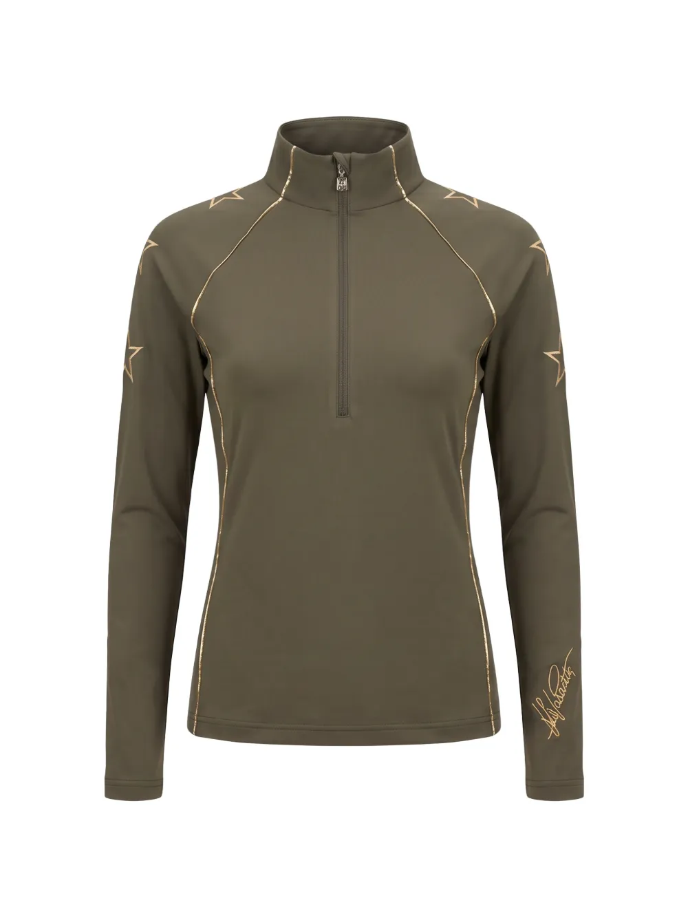 HIGH SOCIETY Stella star-patch half-zip base layer - Verde