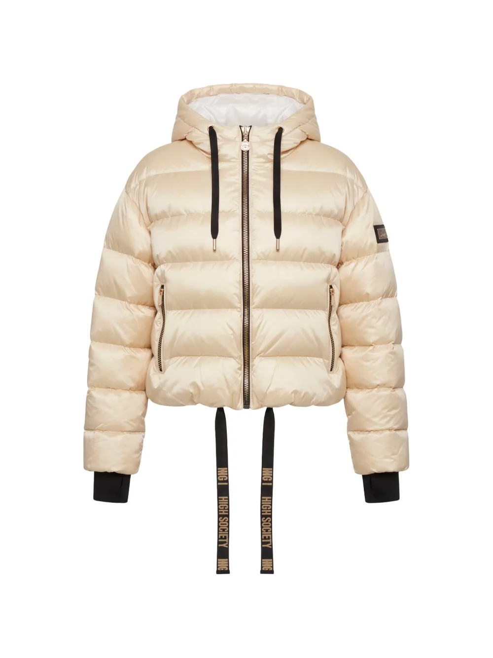 HIGH SOCIETY Elora hooded puffer jacket - Nude