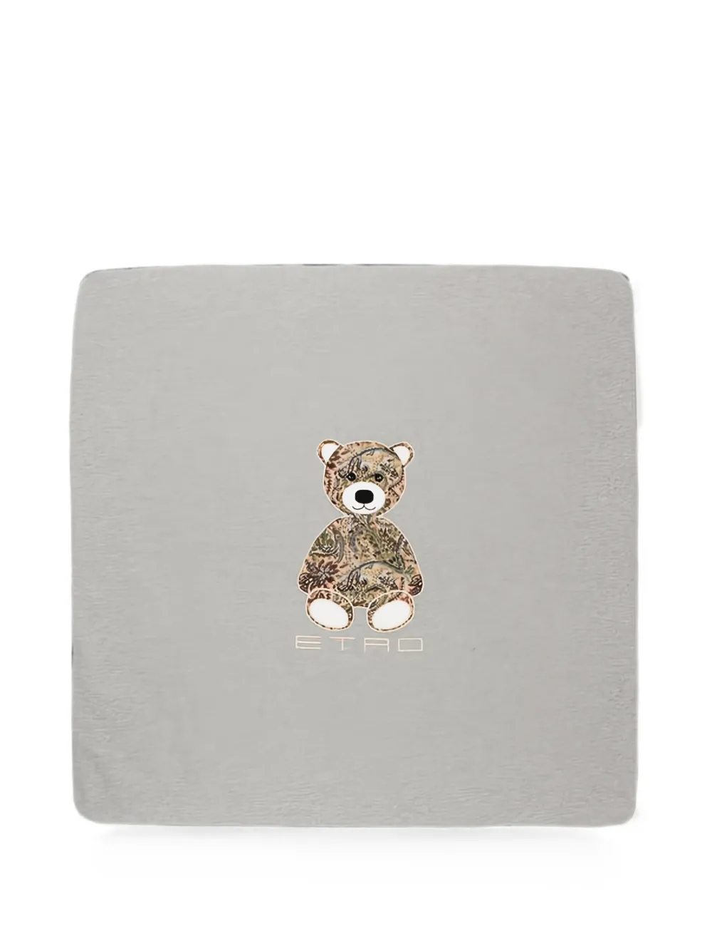 ETRO KIDS bear-motif cotton blanket - Grigio