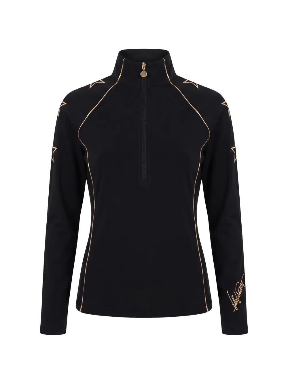 HIGH SOCIETY Stella star-patch half-zip base layer - Schwarz